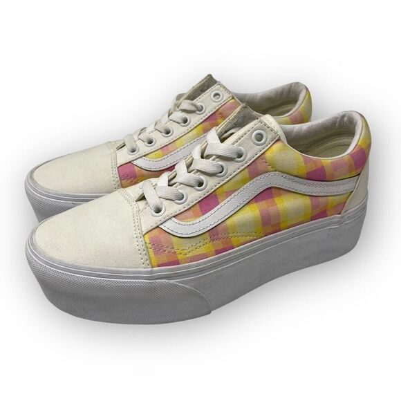 Vans Old Skool Platform Low Top Multi Plaid Canvas Sneakers Shoes Women Size 7.5 - Picture 1 of 10